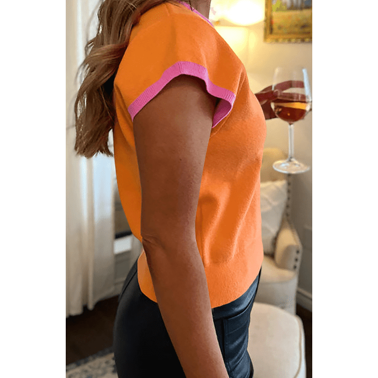REDUCED!!! Maisy Flamingo 2-Tone Color Block Knit Cap Sleeve Sweater. REDUCED!!!