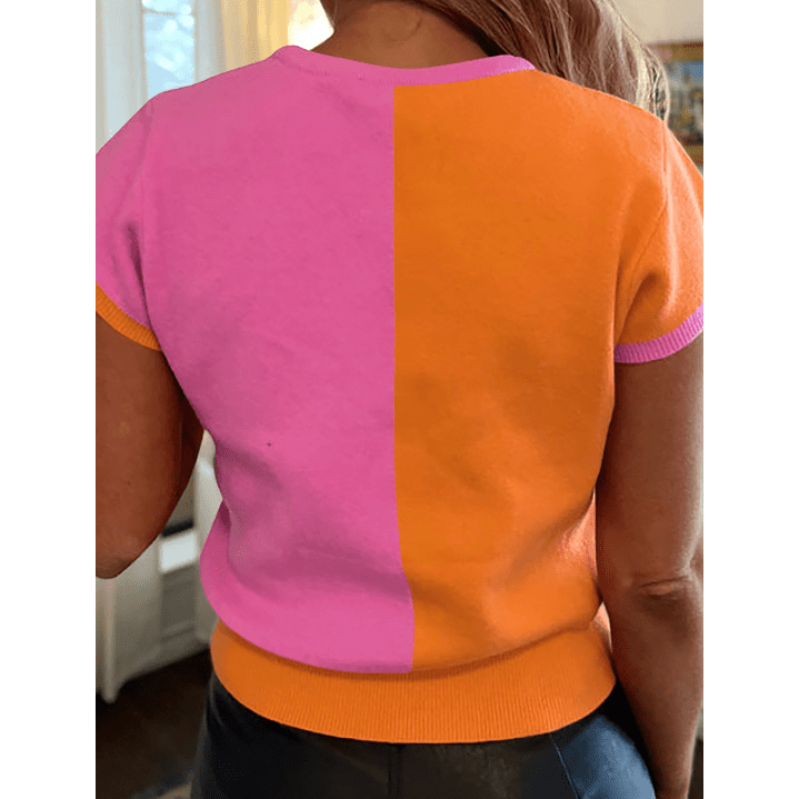 REDUCED!!! Maisy Flamingo 2-Tone Color Block Knit Cap Sleeve Sweater. REDUCED!!!