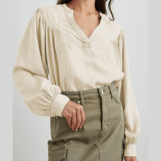 REDUCED!!! Dharma Lantern Sleeve Notched V Neck Blouse. REDUCED!!!