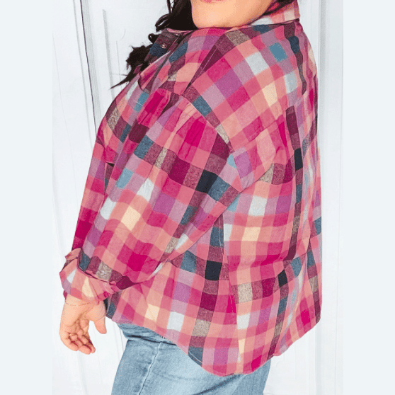 REDUCED!!! Ella PLUS SIZE Checkered Print Button up Shirt. REDUCED!!!