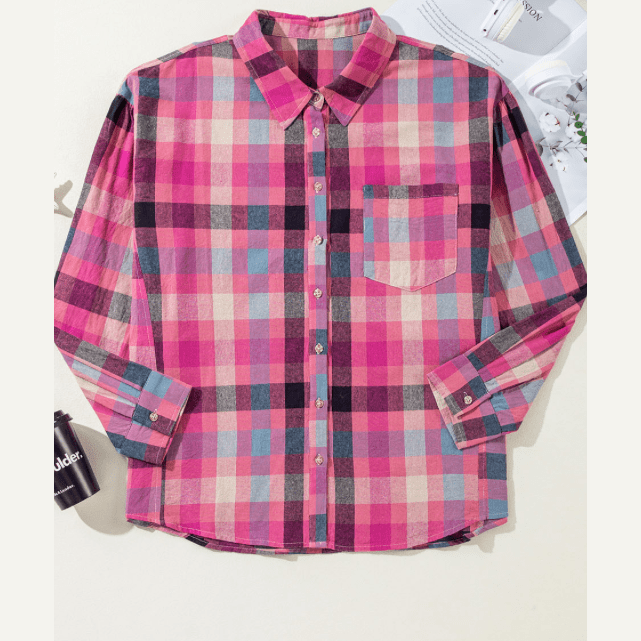REDUCED!!! Ella PLUS SIZE Checkered Print Button up Shirt. REDUCED!!!