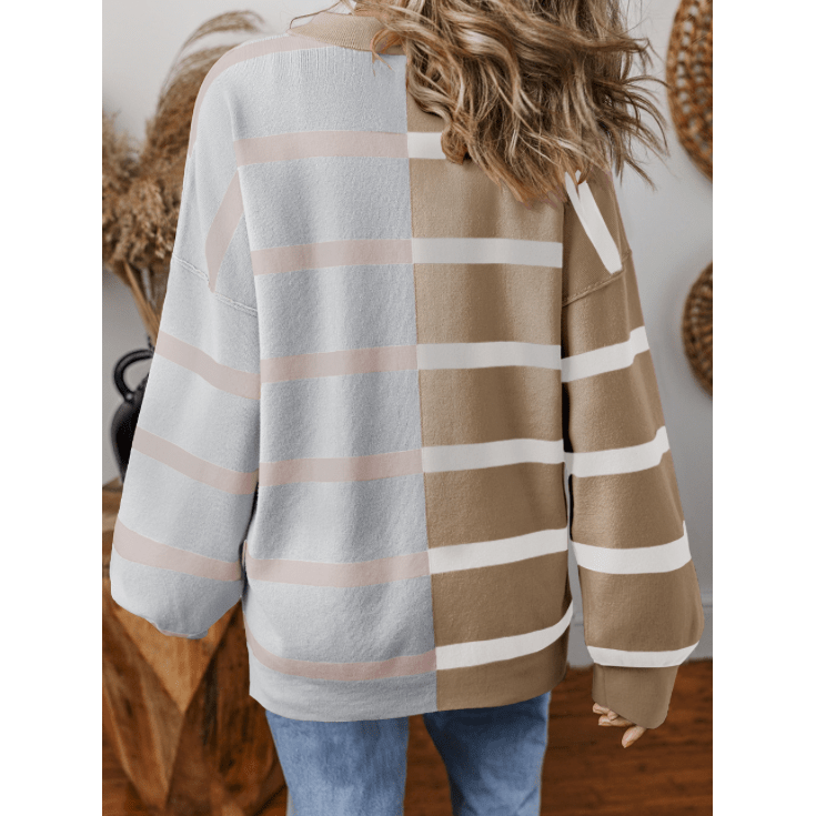 REDUCED!!! Shandi Khaki Stripe Colorblock Oversized Sweater REDUCED!!!