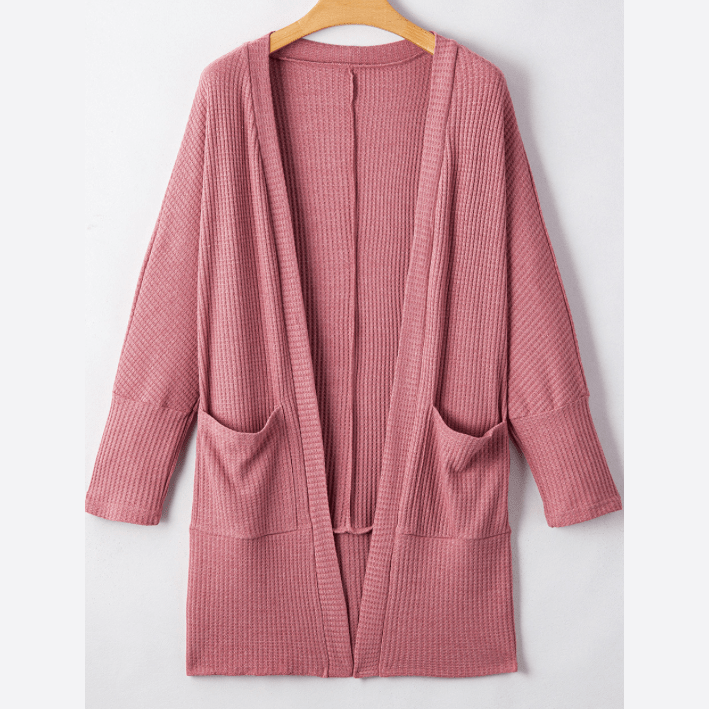 Jenissa Waffle Knit Cardigan with Pocket