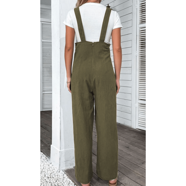 REDUCED!!! Jaune Jungle Green Solid Color Buttoned Straight Leg Overall REDUCED!!!