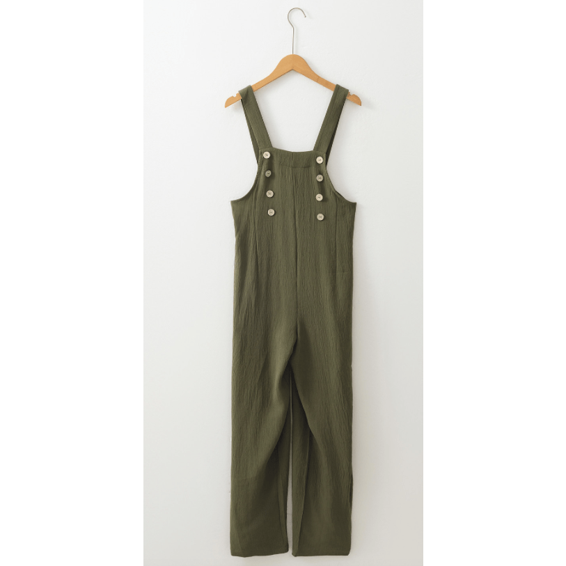 REDUCED!!! Jaune Jungle Green Solid Color Buttoned Straight Leg Overall REDUCED!!!