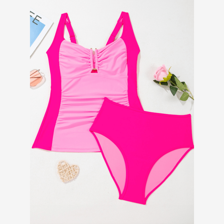 Melania Ruched Tummy Control Tankini 2pcs Swimsuit