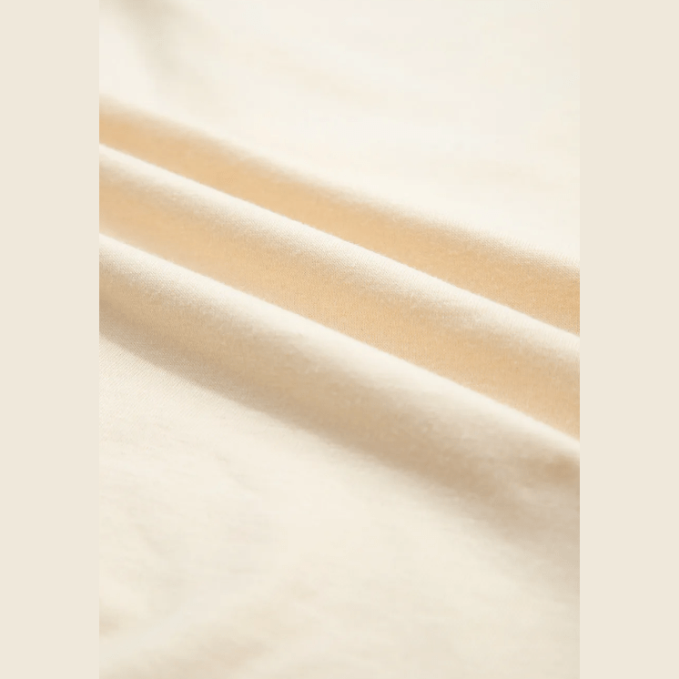 Dovie Apricot Flower Patched Exposed Stitching Trim Crew Neck Loose Tee