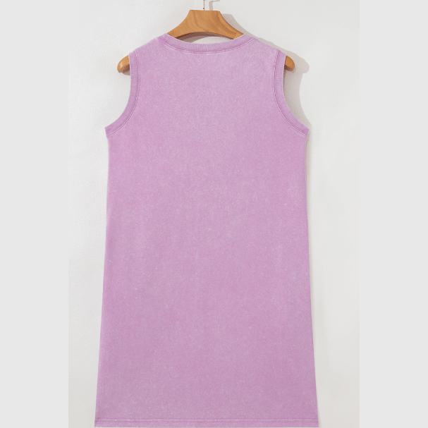 Paris Purple Mineral Wash Tank Mini Dress with Pockets