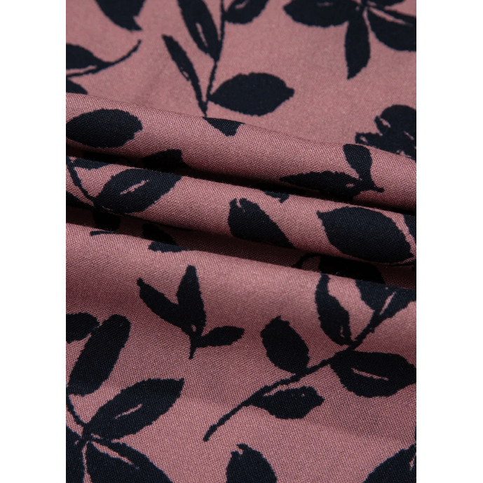 Violetta Leaf Print Lace-up V Neck Crinkled Tank Top
