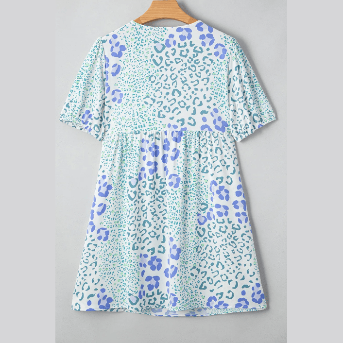 Regan Floral Contrast Purple Bow Puff Sleeve Mini Dress