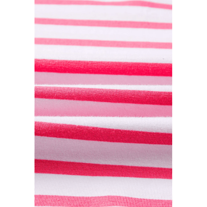 Camden Pink Stripe Mixed Pattern Patchwork Uneven Hem Loose Tee