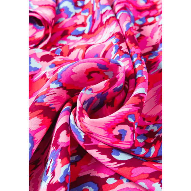 Flossie Pink Abstract Print V Neck Half Sleeve Loose Fit Tunic Blouse