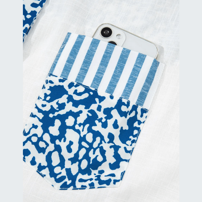 Shalee Sky Blue Leopard Striped Western Casual Shirt