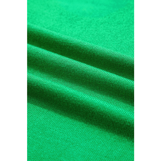 Grayson Green Contrast Trim Round Neck Short Sleeve Loose Knit Sweater