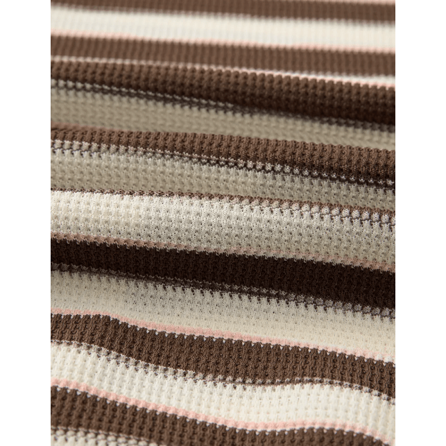Cheyenne Khaki Stripe Stitched Detail Color Block Patchwork Oversized Pullover Top