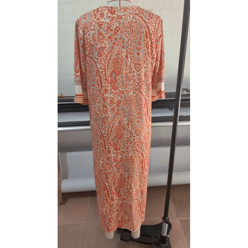 Karah V Neck Floral Pattern Half Sleeved Bohemian Dress - 2 Colors