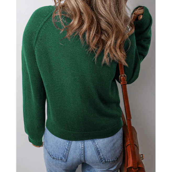 Debra Evergreen Raglan Sleeve Crew Neck Sweater