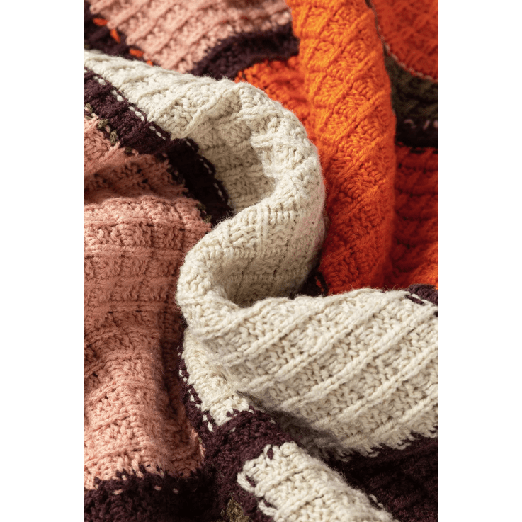 Eryn Orange Color Block Waffle Knit Drawstring Mock Neck Sweater