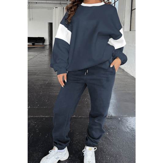 Magnolia Blue Drop Shoulder Loose Sweatshirt and Joggers Active Set