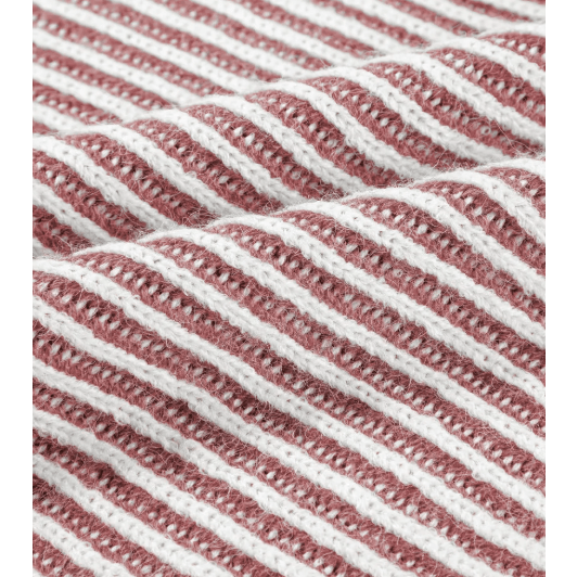 Cari Red Striped Print Ribbed Knit Boat Neck Baggy Sweater
