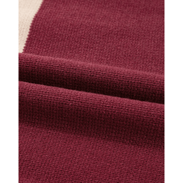 Alina Brown Checkered Color Block Knitted Drop Shoulder Sweater