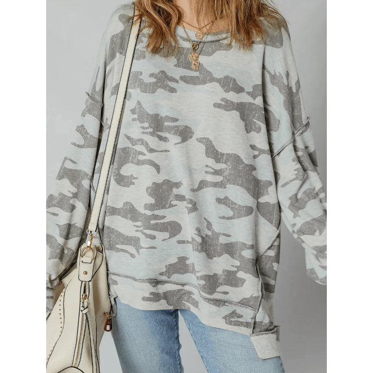 Farah Multicolour Retro Camouflage Print Exposed Seam Patchwork Drop Shoulder Sweatshirt