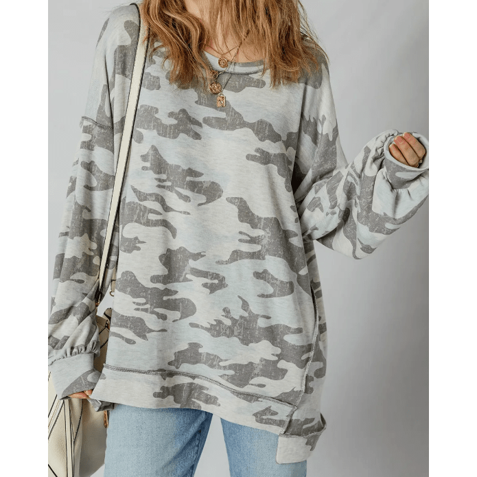 Farah Multicolour Retro Camouflage Print Exposed Seam Patchwork Drop Shoulder Sweatshirt