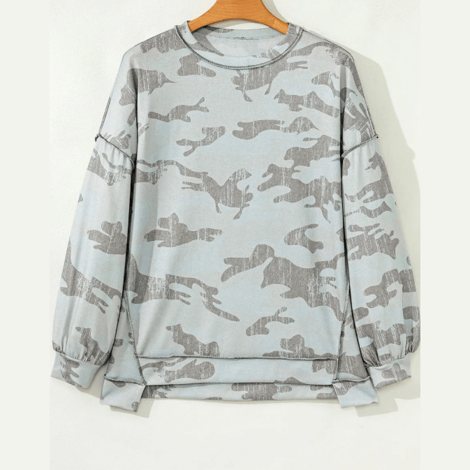 Farah Multicolour Retro Camouflage Print Exposed Seam Patchwork Drop Shoulder Sweatshirt