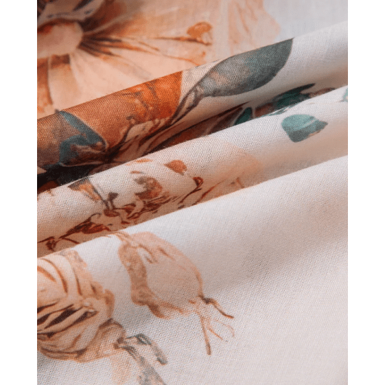 Pemma Orange Floral Puff Sleeve Lightweight Shirt