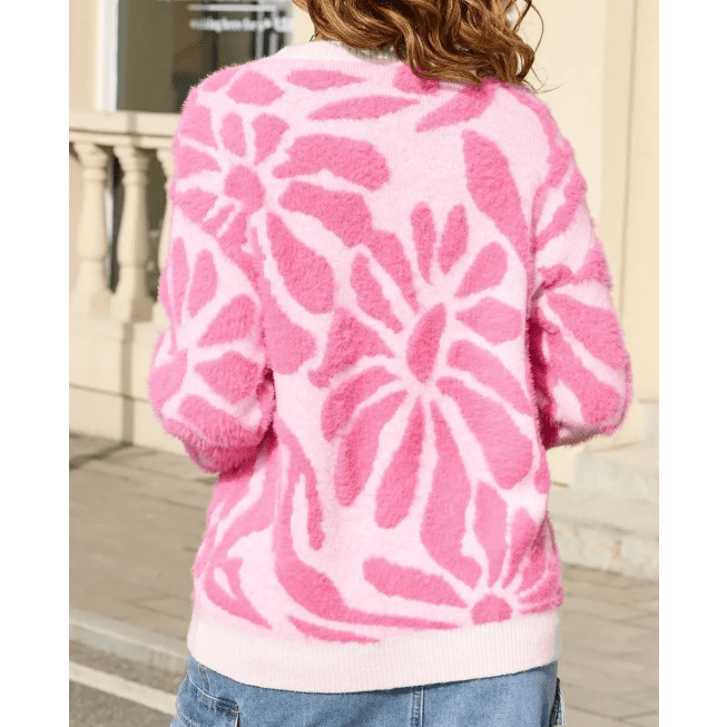 Arielle Light Pink Furry Flower Sweater
