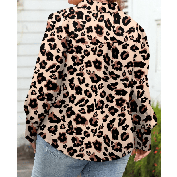 Cassidy Leopard Print PLUS SIZE Button Front Shirt