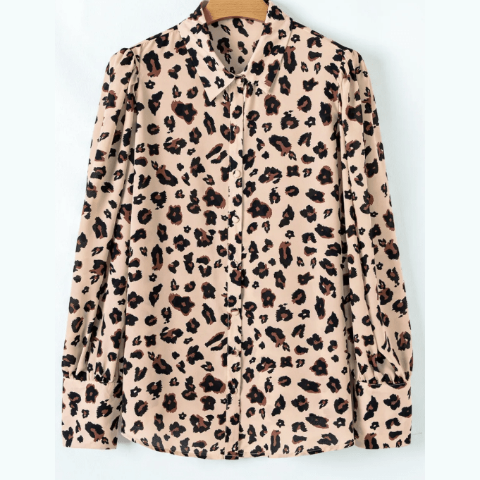 Cassidy Leopard Print PLUS SIZE Button Front Shirt