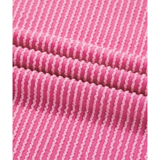 Marylan Bonbon Pink Spiral Ribbed Exposed Seam Detail Plus Size Long Sleeve Top
