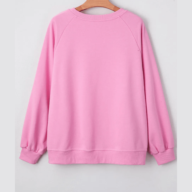Bentley Bright Pink Lace Patched Raglan Sleeve Loose Fit Sweatshirt
