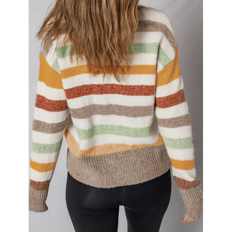 Laylee Multicolour Stripe Drop Shoulder Crew Neck Sweater