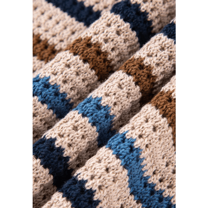 Marsha Multicolour Striped Knitted Drop Shoulder Round Neck Sweater