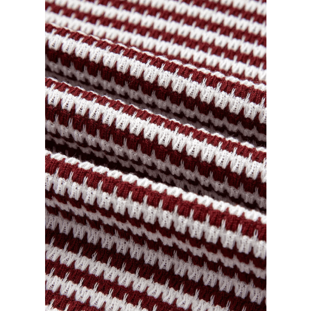 Dayna Red Stripe Ribbed Trim Drop Shoulder Long Sleeve Oversize Top