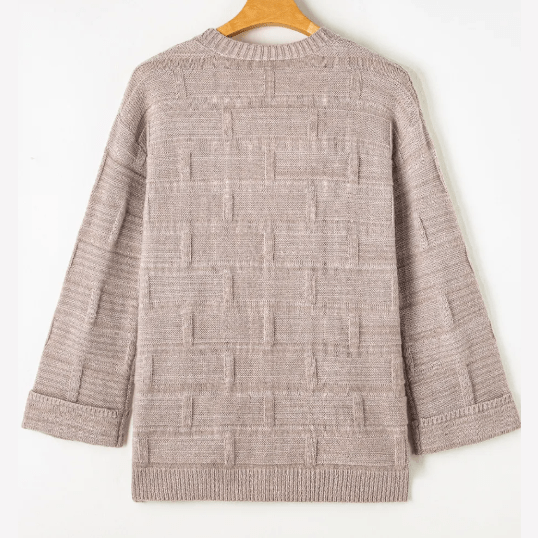 Cam Textured Knit Open Front Chic Cardigan with Pockets