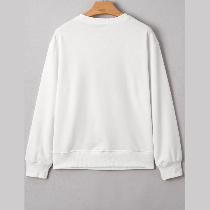 RTS White FOOTBALL 3D Letter Graphic Crew Neck Sweatshirt