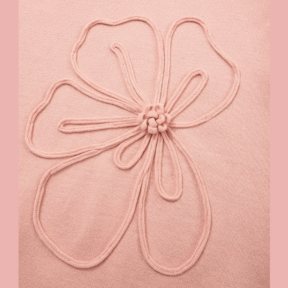 RTS Big Flower Accent Bubble Sleeve Drop Shoulder Sweater