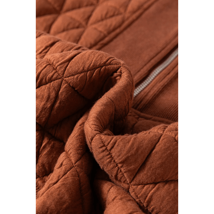 Charla Geometric Quilted Half Zipped Loose Sweatshirt