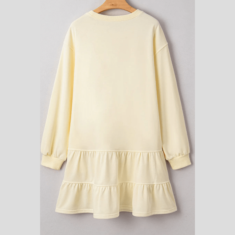 Rixie Double Tiered Ruffle Hem Long Sleeve Loose Mini Dress