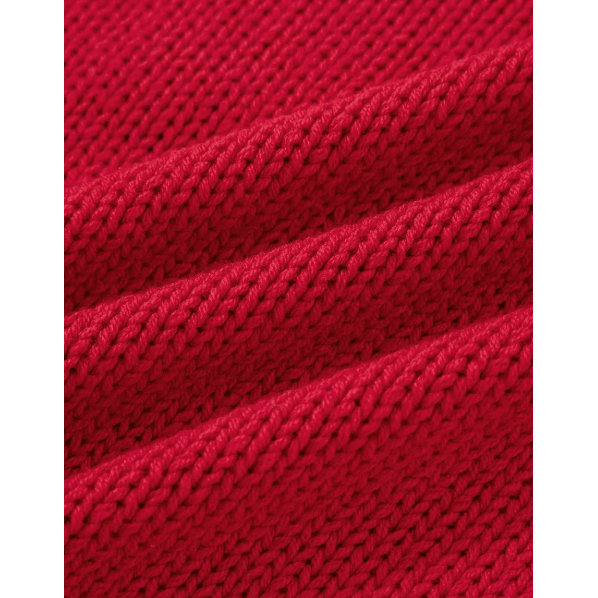 Fiery Red MERRY Color Block Edge Drop Shoulder Cozy Sweater