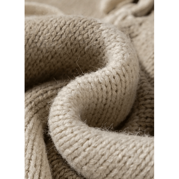 Aggie Khaki Striped Color Block Brushed Knit Bow Tie Front Sweater Cardigan