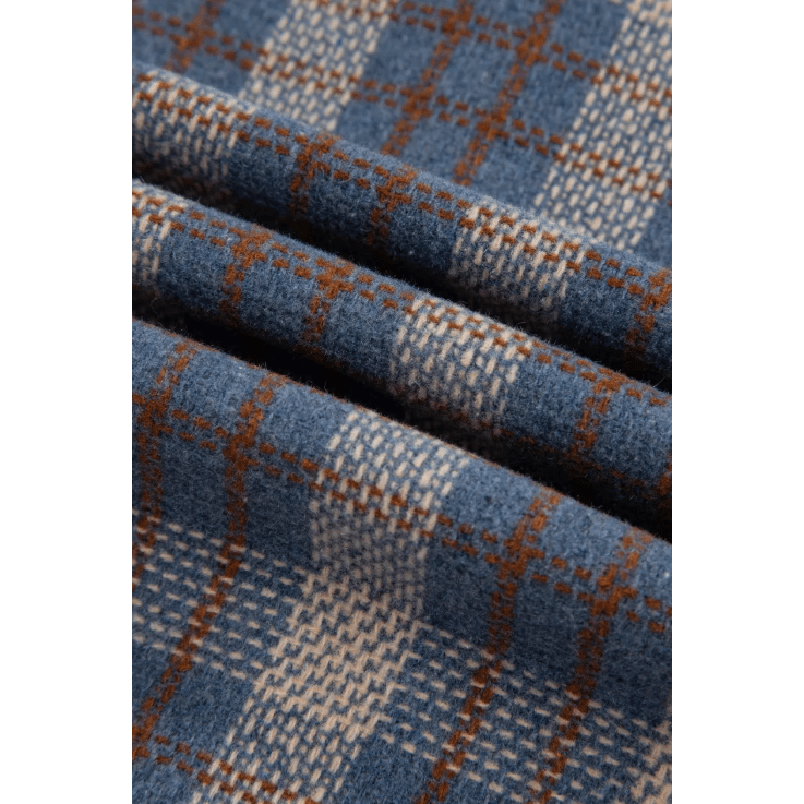 Dione Plaid Corduroy Patchwork Collared Zip Up Snap Button Jacket