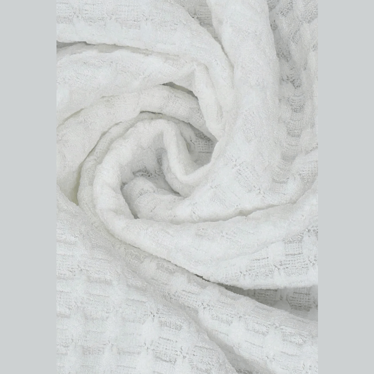 Ivana White Textured Knit Preppy Striped Trim V Neck Pullover Waffle Top