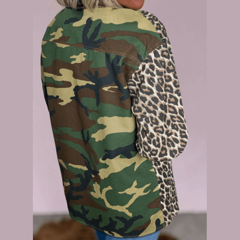 Sorsha Leopard Camo Patchwork Oversize Shacket