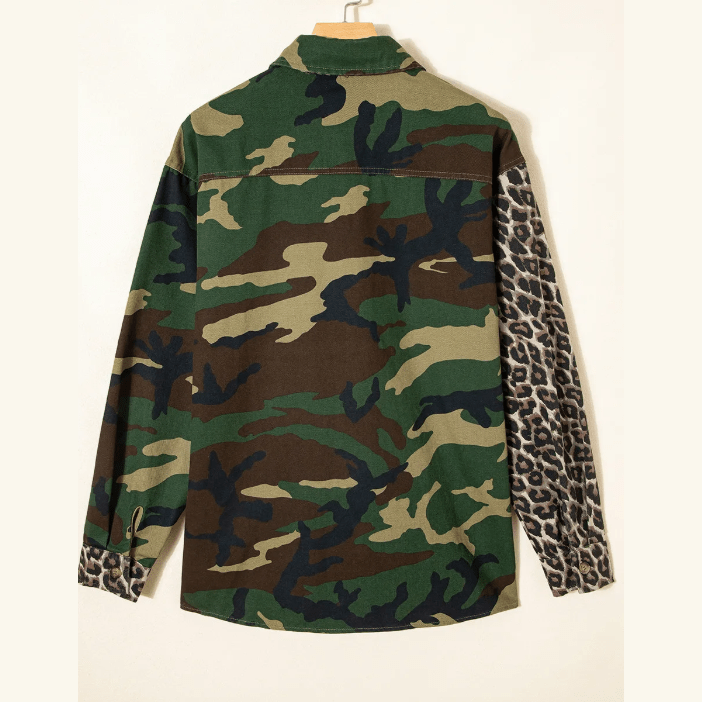 Sorsha Leopard Camo Patchwork Oversize Shacket