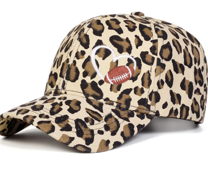 Football Heart Embroidered Baseball Cap - 2 Colors