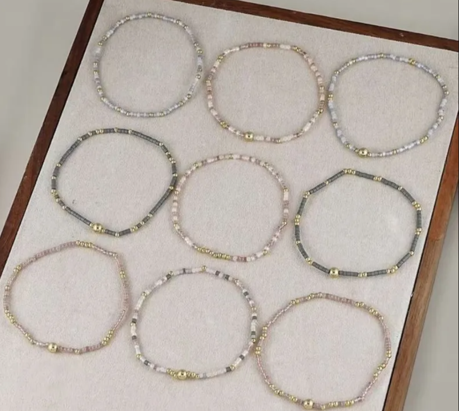 9 Pc. Multi‑Strand Metallic Accent Bracelet Stack